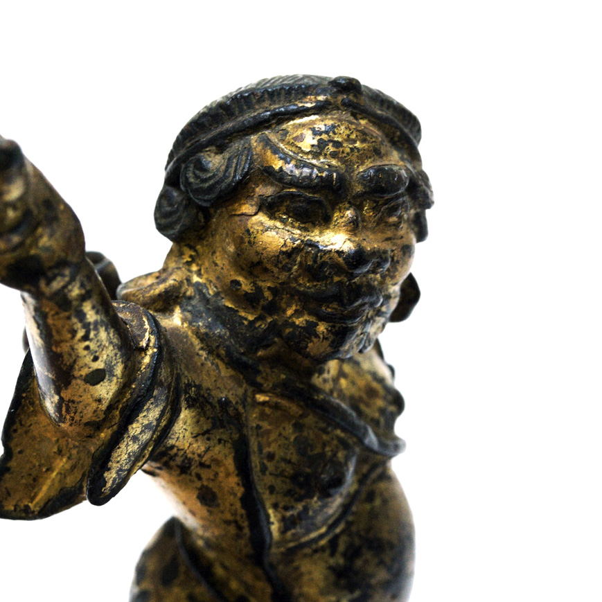 A GILT BRONZE FIGURE OF LI TIEGUAI, YUAN-MING 14-15TH century