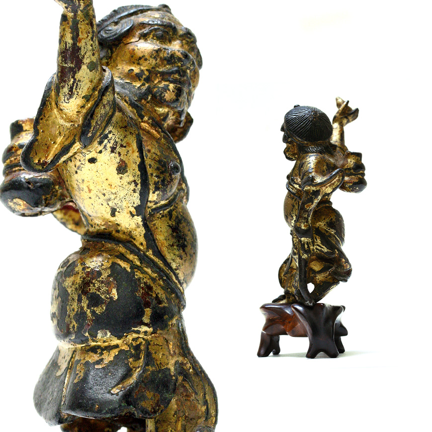 A GILT BRONZE FIGURE OF LI TIEGUAI, YUAN-MING 14-15TH century