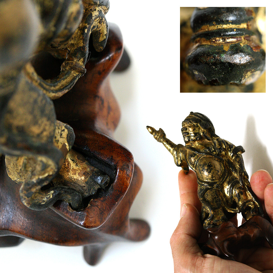 A GILT BRONZE FIGURE OF LI TIEGUAI, YUAN-MING 14-15TH century