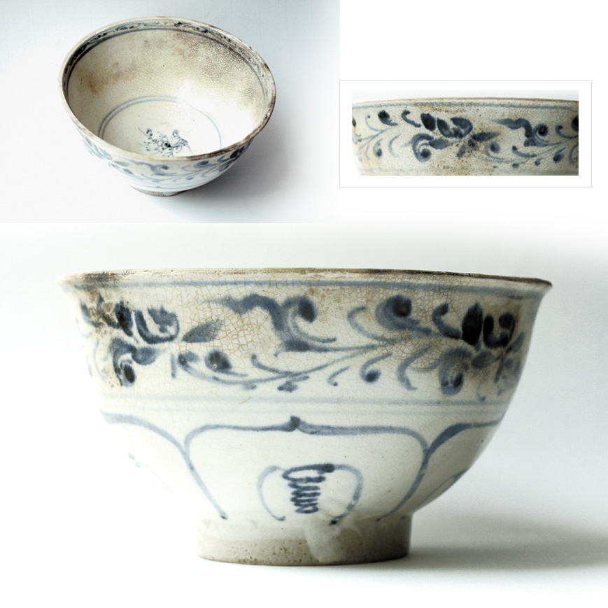 BOL EN PORCELAINE BLANCHE ET BLEU DE COBALT, HOÏ AN, XVe siècle