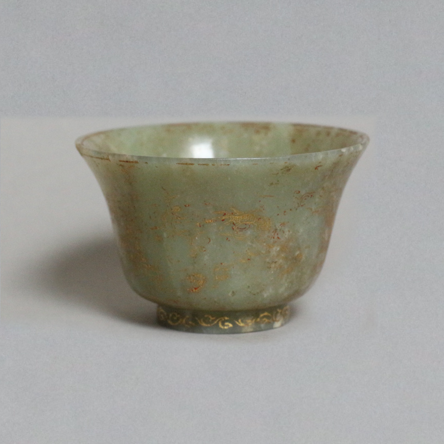 A OLIVE GREEN JADE RITUAL CUP, QIANLONG MARK
