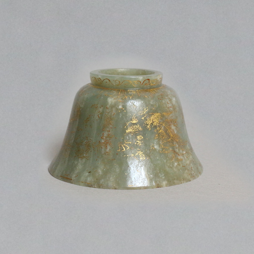 A OLIVE GREEN JADE RITUAL CUP, QIANLONG MARK
