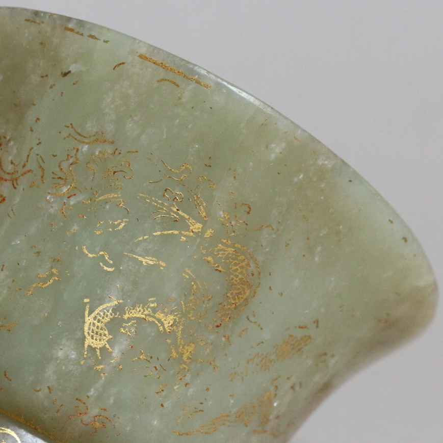 A OLIVE GREEN JADE RITUAL CUP, QIANLONG MARK