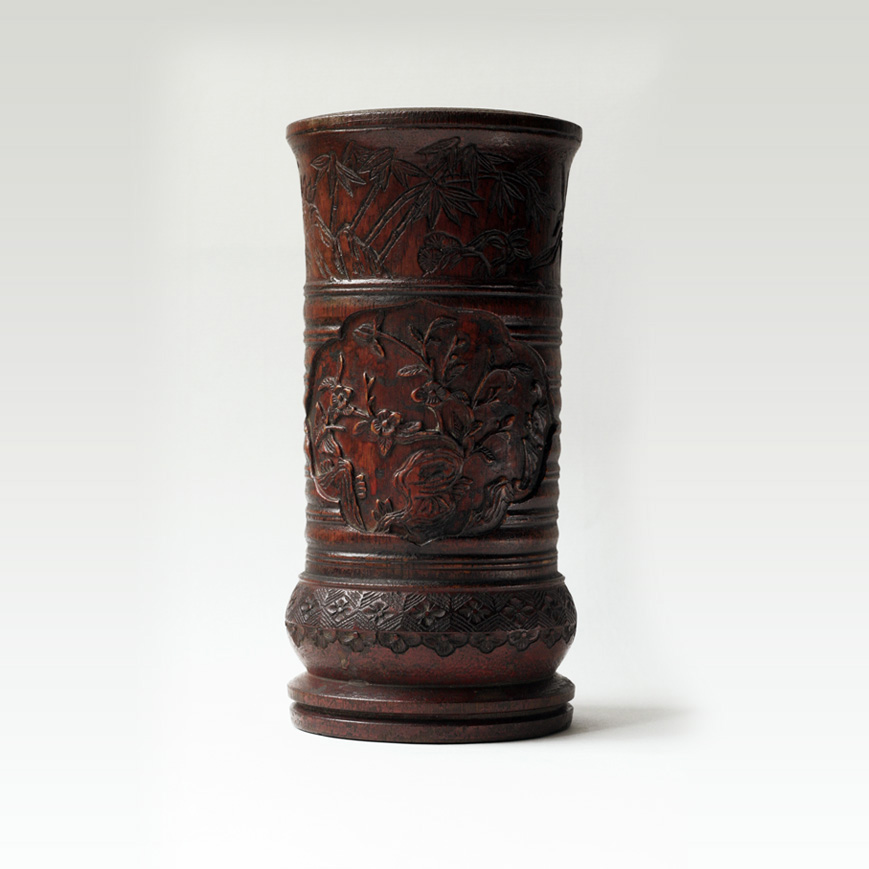 POT À PINCEAUX BITONG EN BAMBOU LAQUÉ, FIN QING