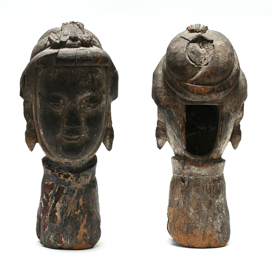 A WOOD PROCESSION HEAD OF NUWA, MING DYNASTY