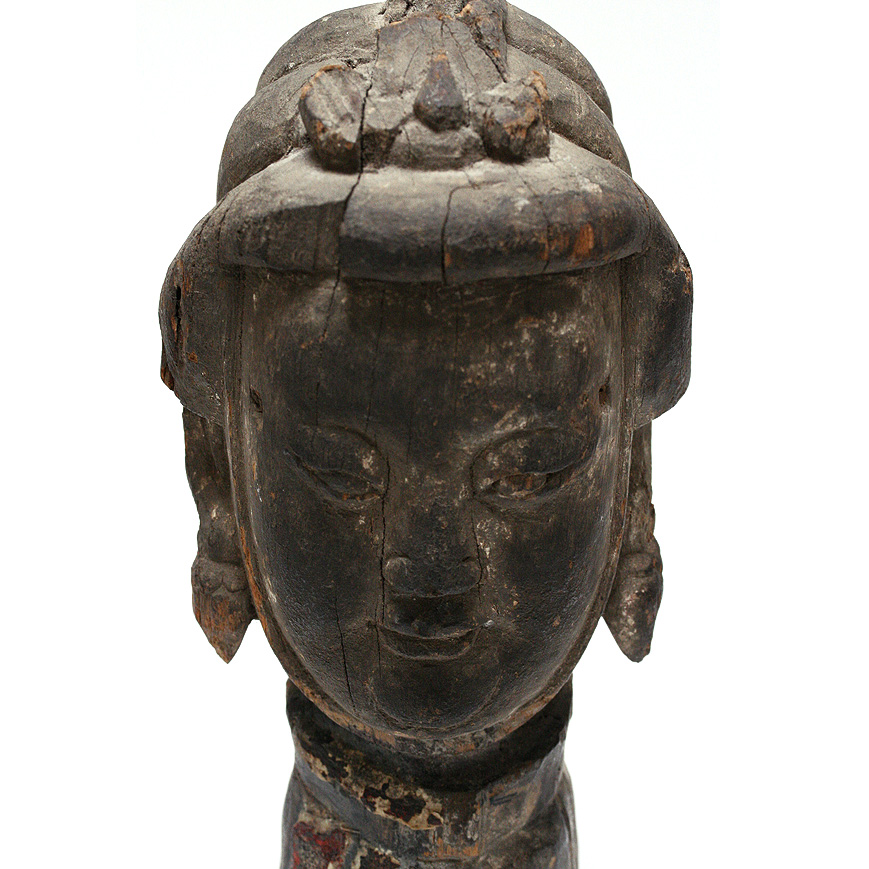 A WOOD PROCESSION HEAD OF NUWA, MING DYNASTY