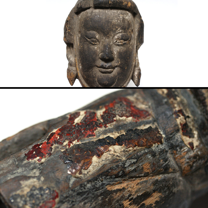 A WOOD PROCESSION HEAD OF NUWA, MING DYNASTY
