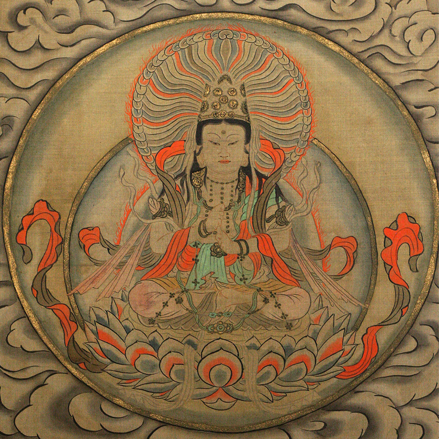 KAKEJIKU, INK AND COLOUR ON SILK OF VAIROCANA 18-19TH CENTURY